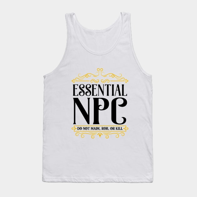 Essential NPC Non-Playable Character Gaming Tank Top by RiseInspired
